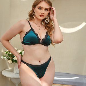 Large size MM suede no steel ring comfortable sexy lingerie set